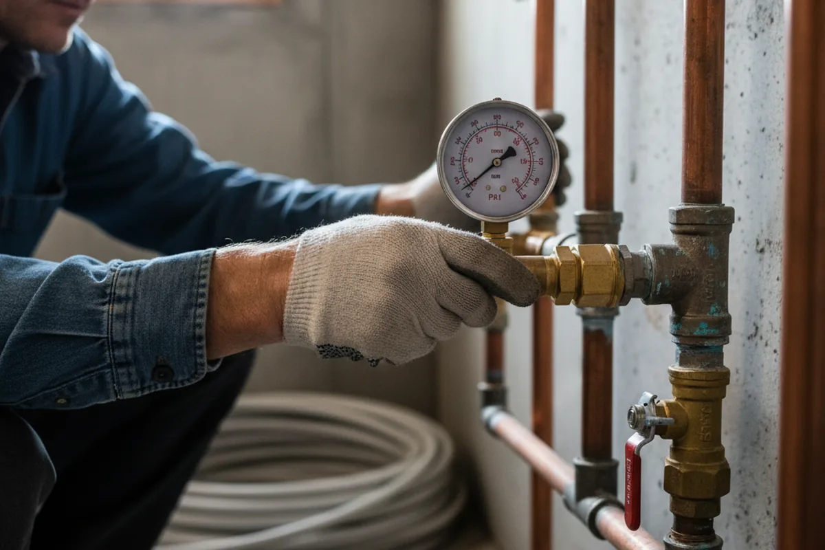 Pressure testing a repaired line during Water Line Repair in Arjay