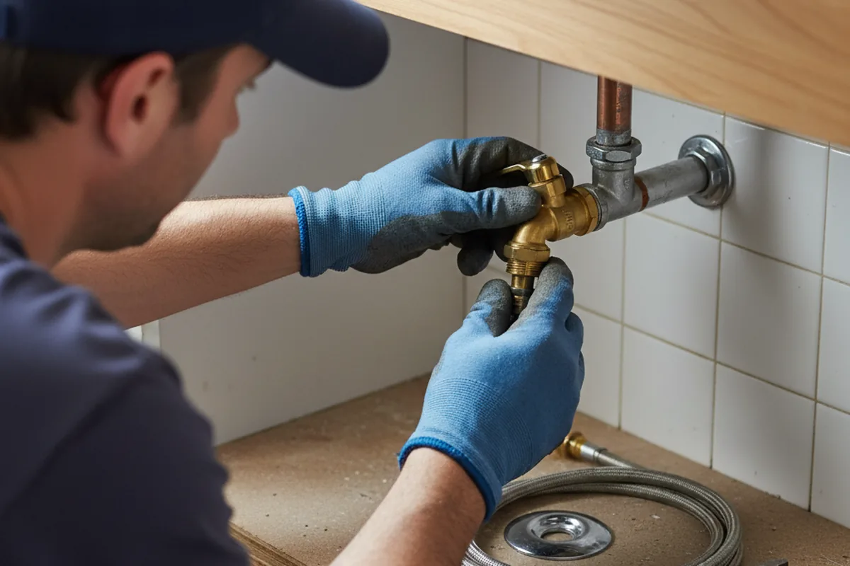 Shutoff valve and fitting work during Burst Pipe Repair in Arjay